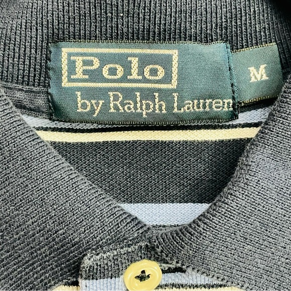 Polo by Ralph Lauren - Men's Blue Stripe Short Sleeve Polo - Size: M - Picture 5 of 5